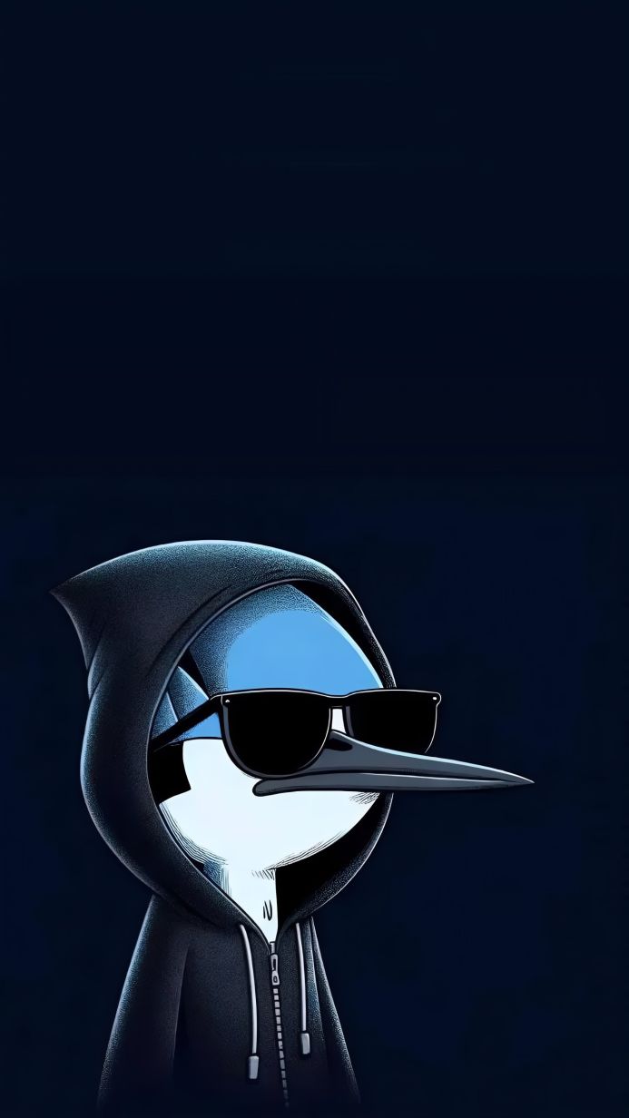 Mordecai from Regular Show wearing a hoodie and sunglasses