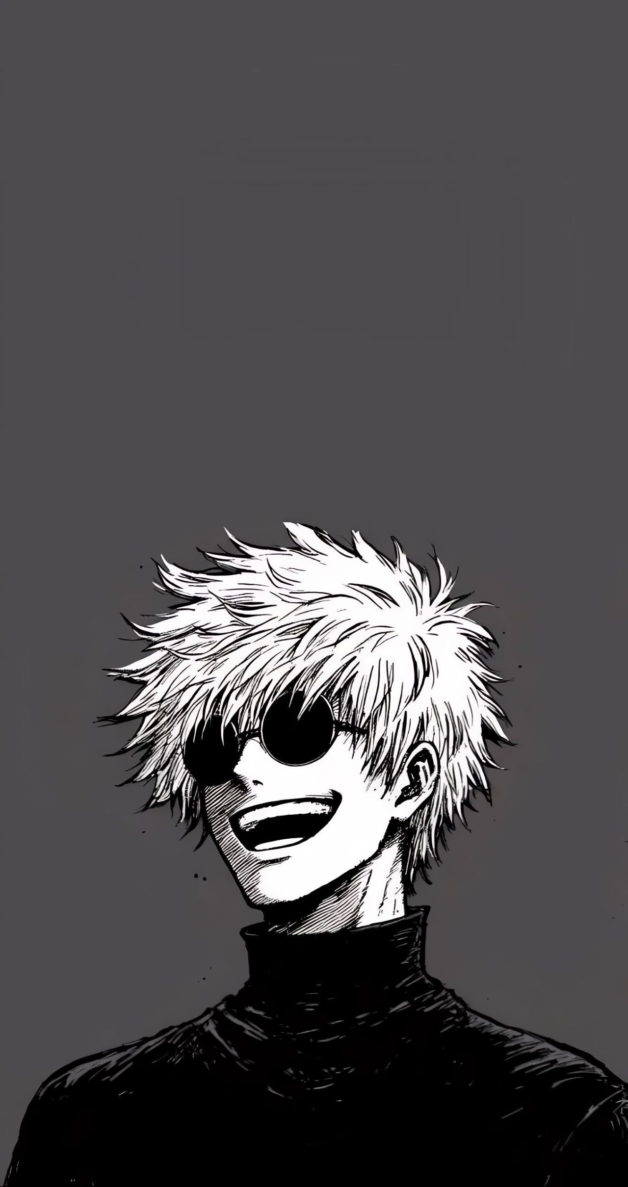 Gojo Satoru smiling wearing sunglasses