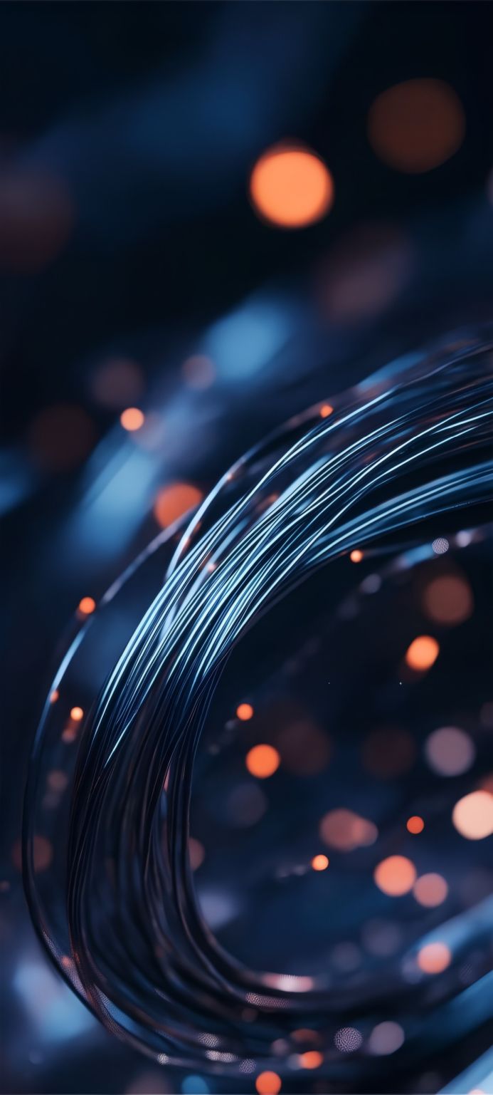 A bundle of silver wires on a blue background with orange bokeh