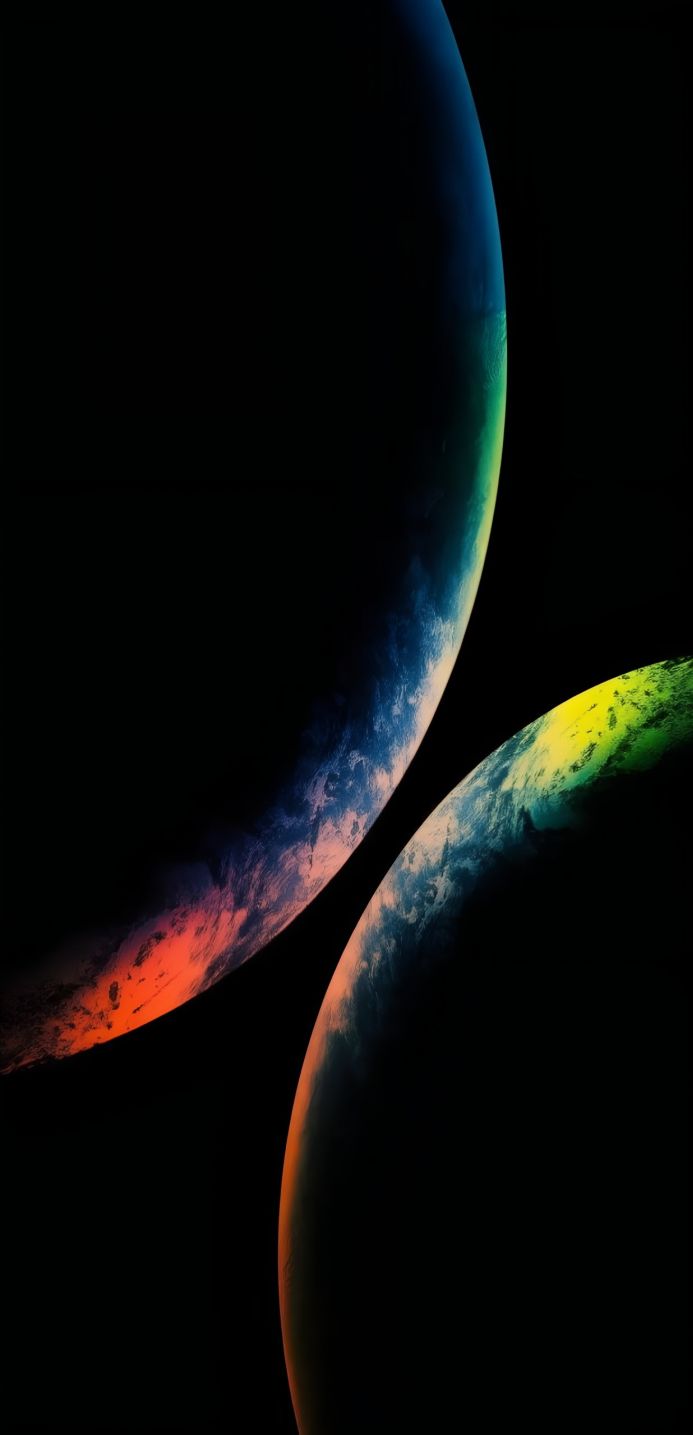 Two planets on a black background, showing surface details and different color gradations