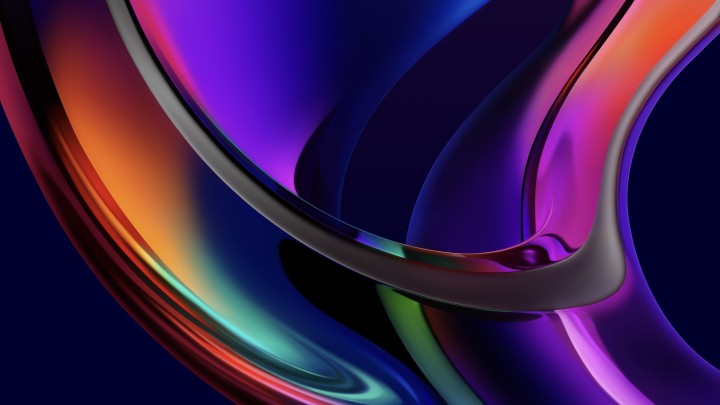 Abstract orange curves blue background