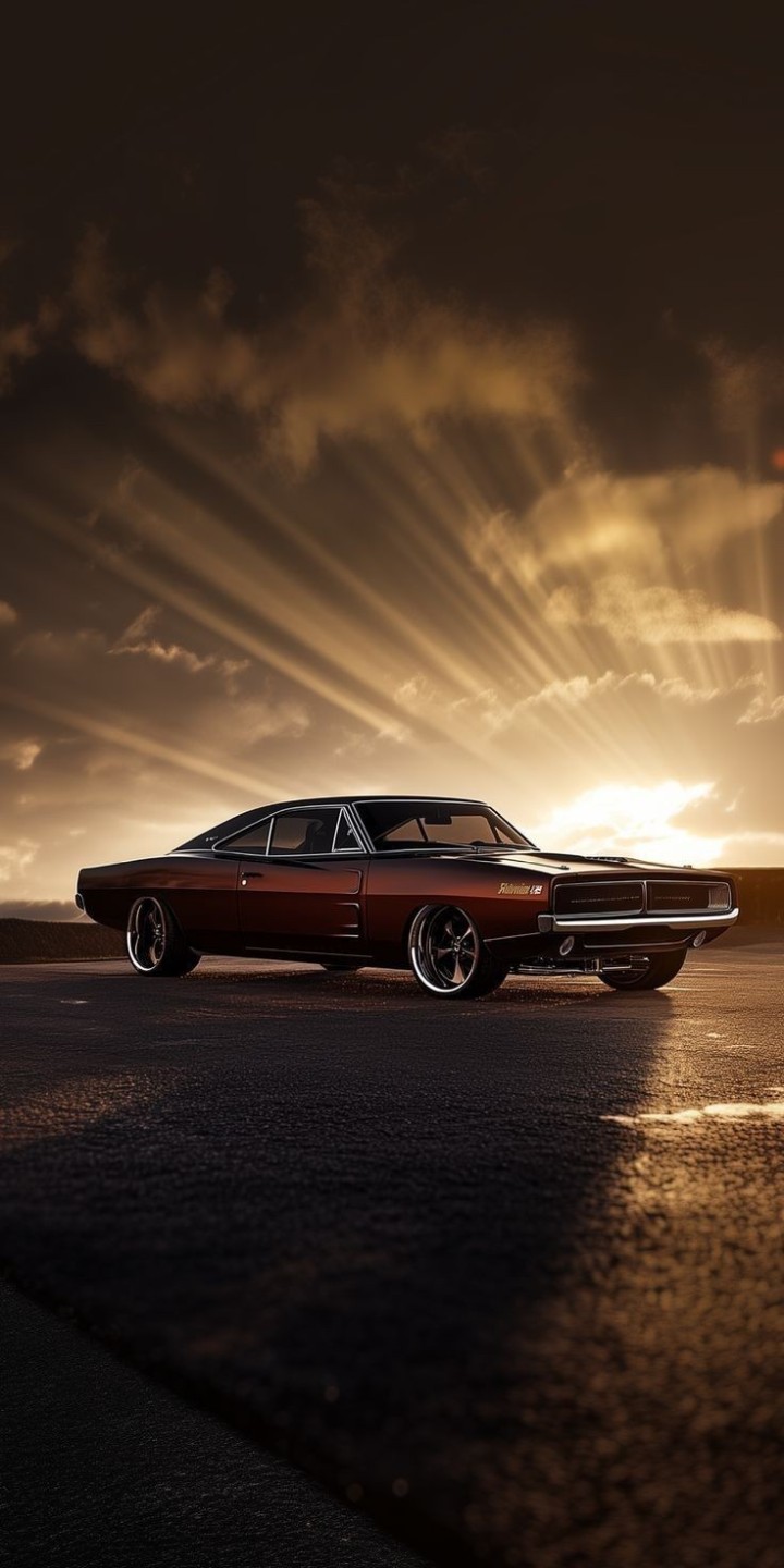 Black Dodge Charger muscle car with supercharger