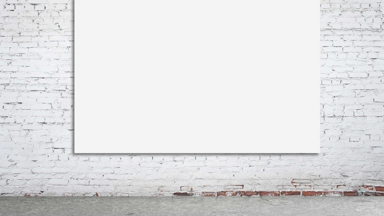 Blank white canvas on a white brick wall background