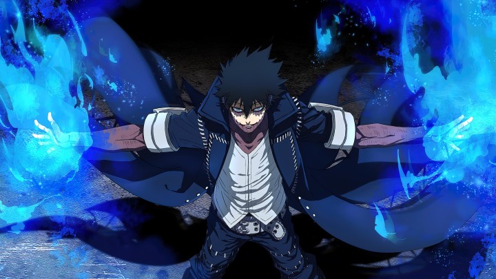 Dabi from My Hero Academia with blue fire