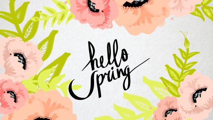 Floral design with hello spring text
