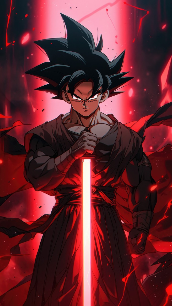 Goku in orange uniform clenching fists