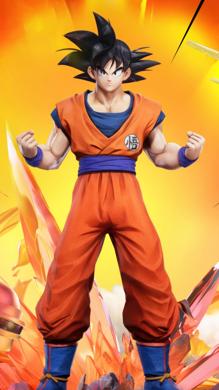 Goku with red glowing sword in dark robes