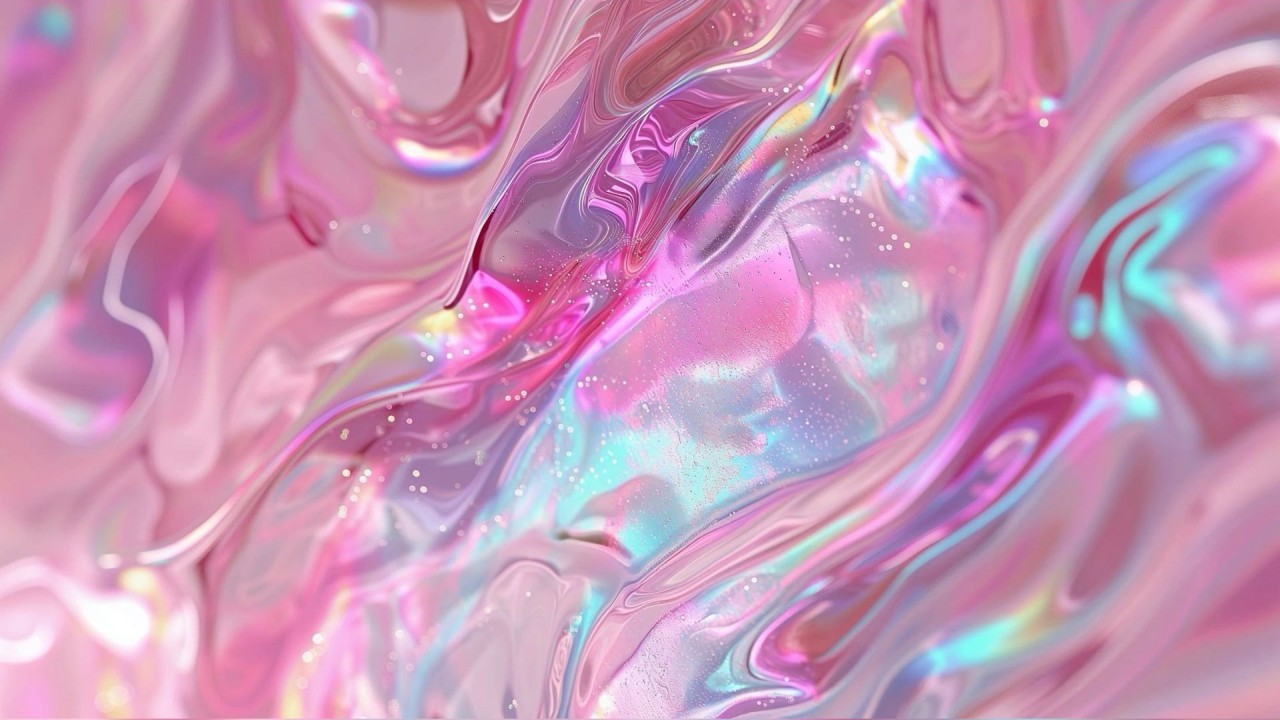 Holographic liquid texture abstract background pink blue