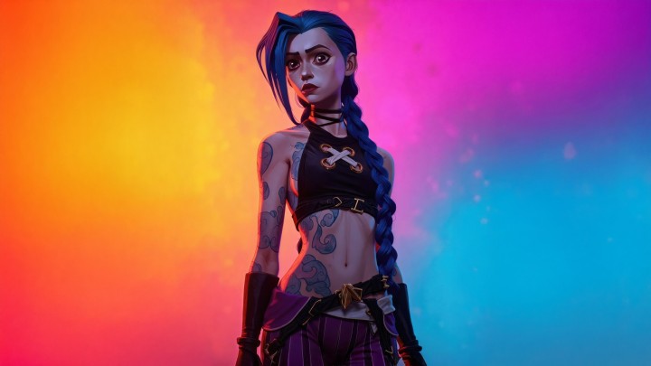 Jinx Arcane colorful background