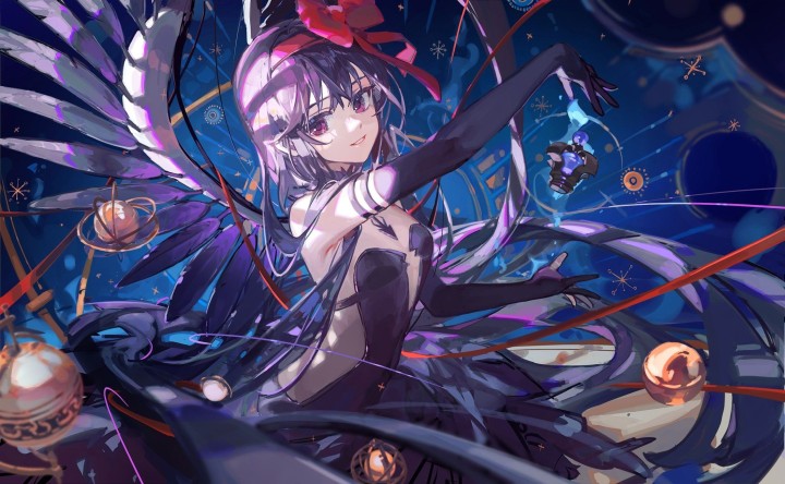 Madoka Magica characters with gears and patterns