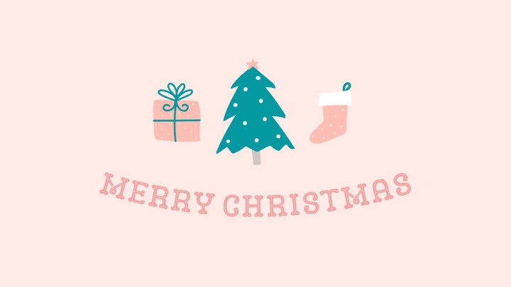 Merry Christmas text with red airplane snowflake