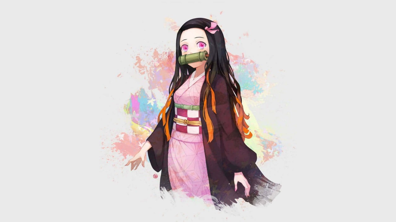 Nezuko Kamado in kimono with bamboo muzzle