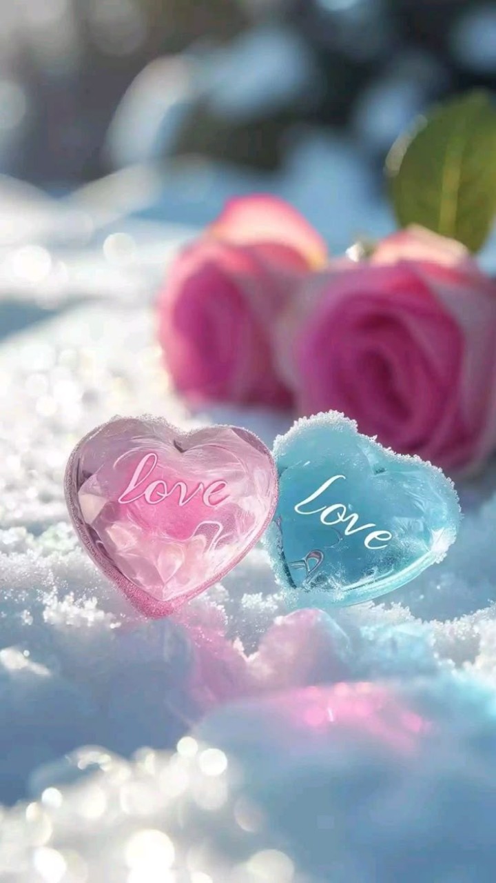 Pink heart on blue background