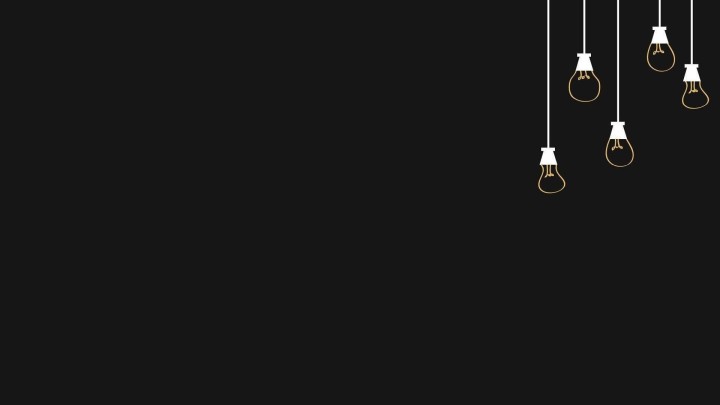 Simple illustration of hanging light bulbs on black