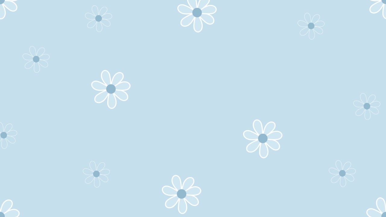 Simple white daisy pattern on light blue background