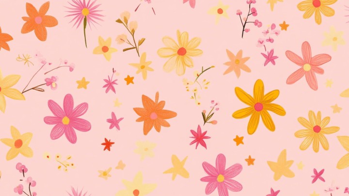 Simple white flowers pattern peach background