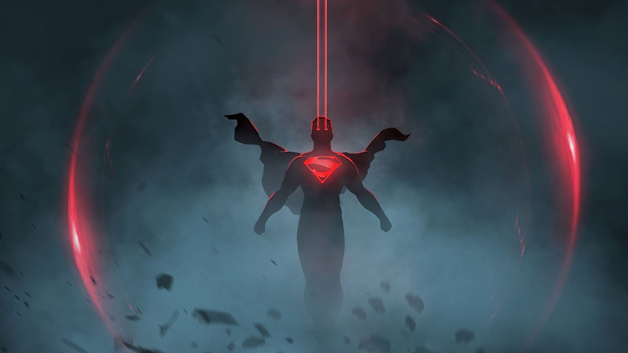Superman silhouette red laser eyes power destruction