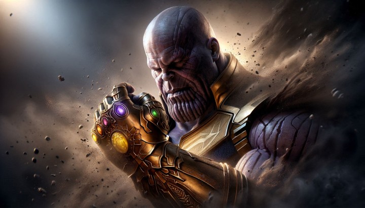 Thanos with Infinity Gauntlet and all six stones