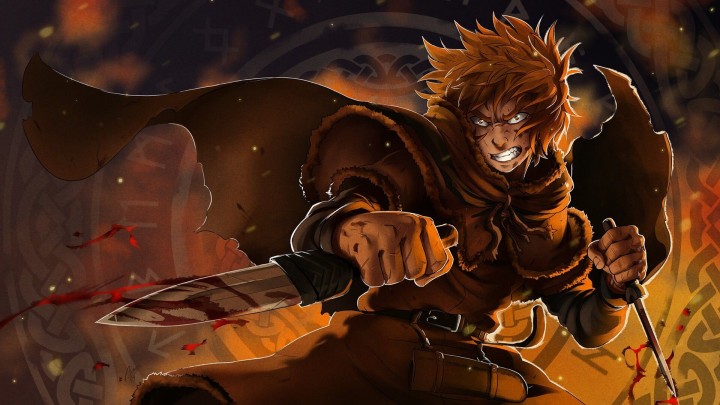 Thorfinn Vinland Saga warrior with bloody knife