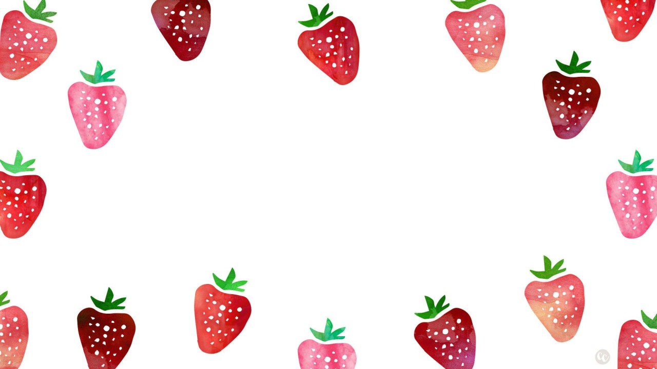 Watercolor strawberries on white background pattern