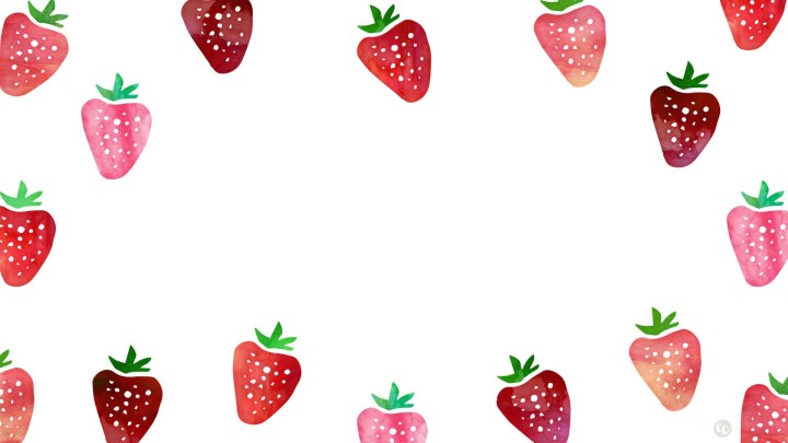 Watercolor strawberries on white background pattern