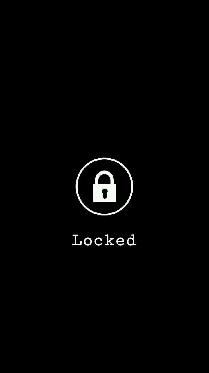 White lock icon and word Locked on black background