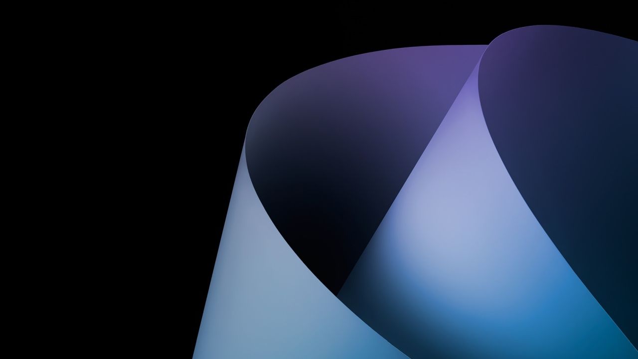 Abstract blue and purple curves on black background
