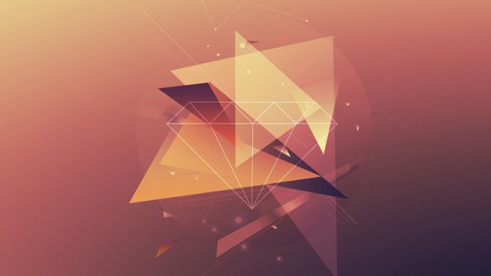 Abstract geometric design with triangles and a diamond shape in warm colors