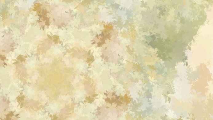 Abstract painting with beige, brown, green and yellow brush strokes