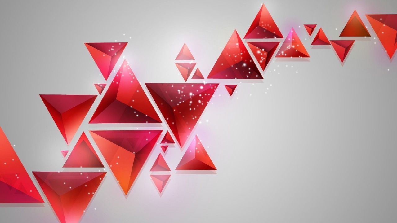 Abstract red triangles background with sparkle