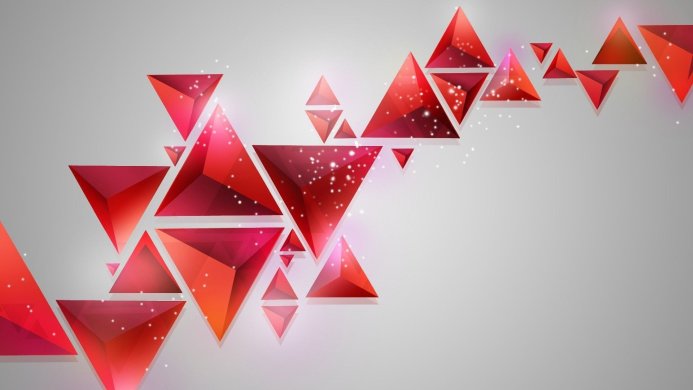 Abstract image of red triangles on a gray background with white spots