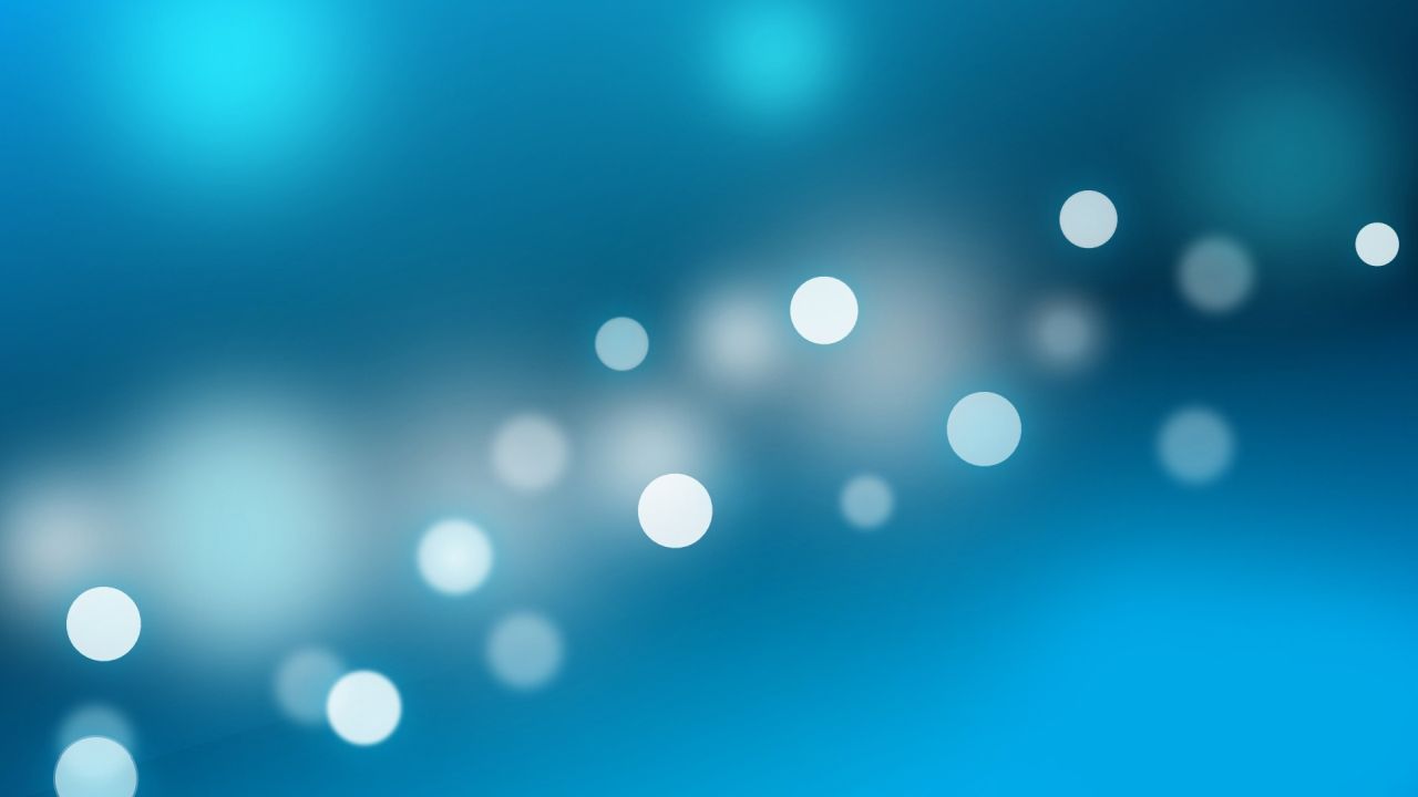 Blue abstract background with white bokeh lights