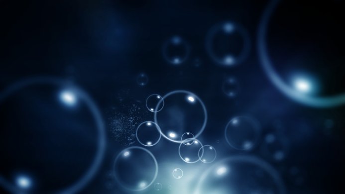 Abstract image of transparent bubbles on a dark blue background
