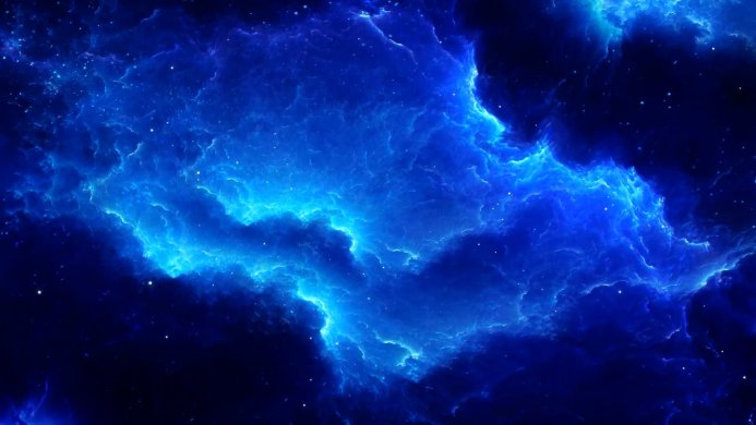 A blue nebula with bright spots against a dark background