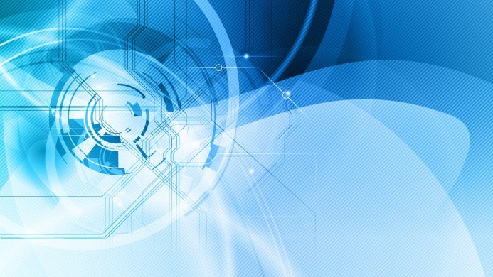 Abstract blue and white technological design with circles and lines