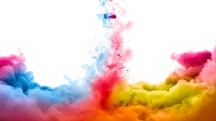 Colorful ink cloud explosion in water, abstract design