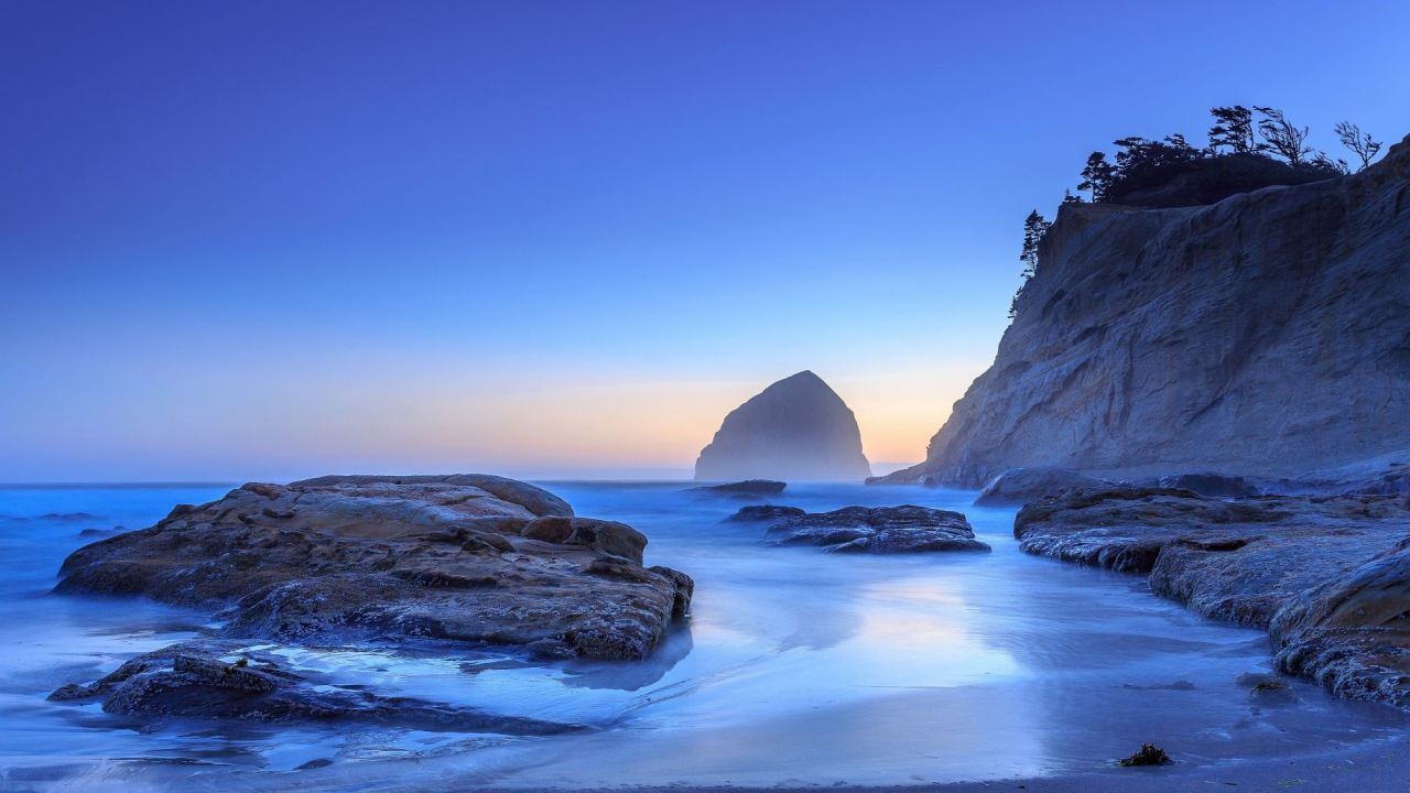 Coastal rock formations with ocean