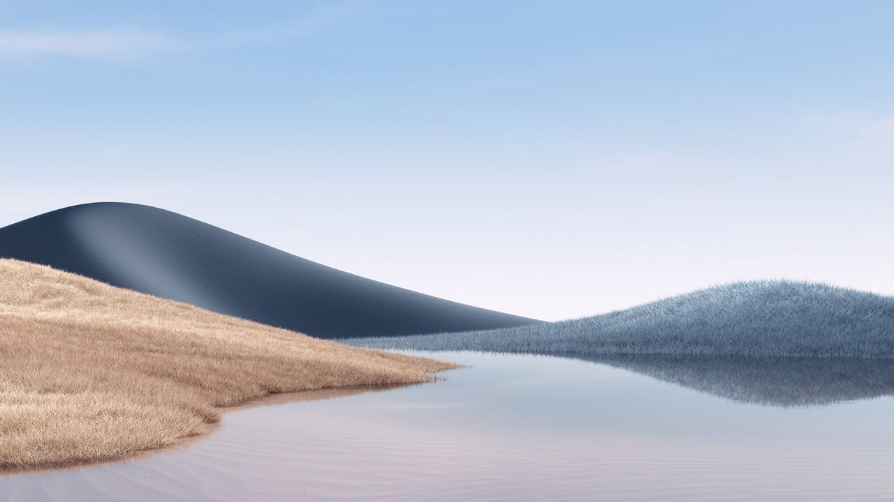 Minimalist landscape with dunes and water