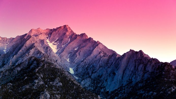Mountain range with pink sky