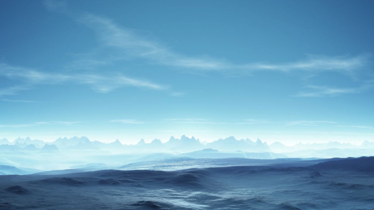 icy blue mountain landscape