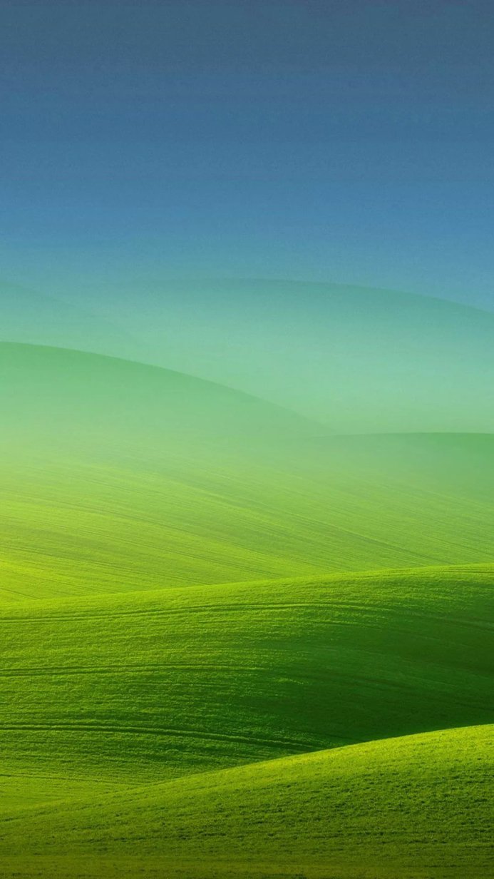 Green rolling hills with a blue sky gradient