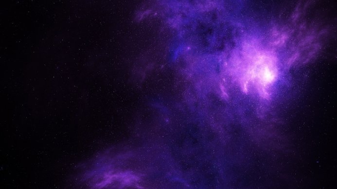 A purple nebula in deep space with many stars