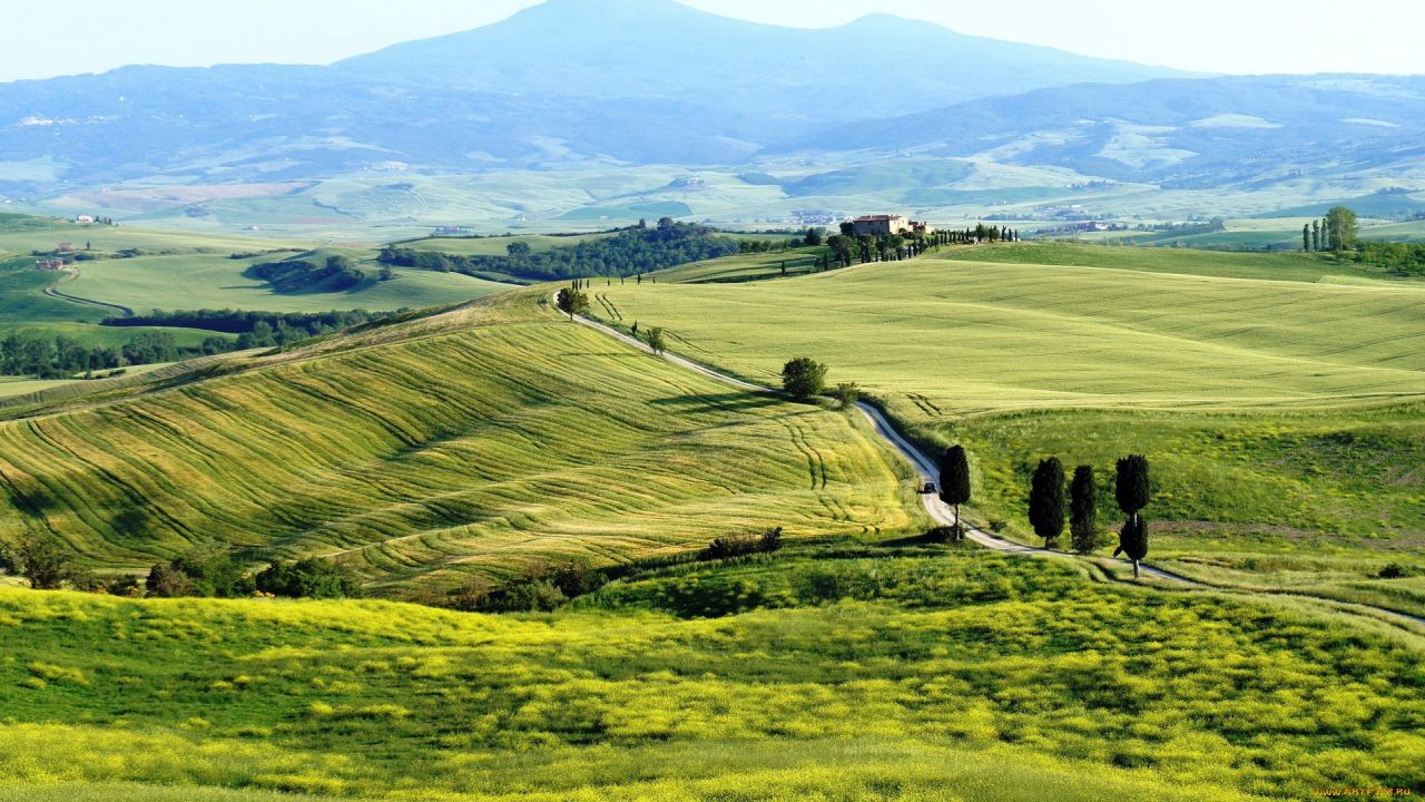 Rolling green hills of Tuscany Italy