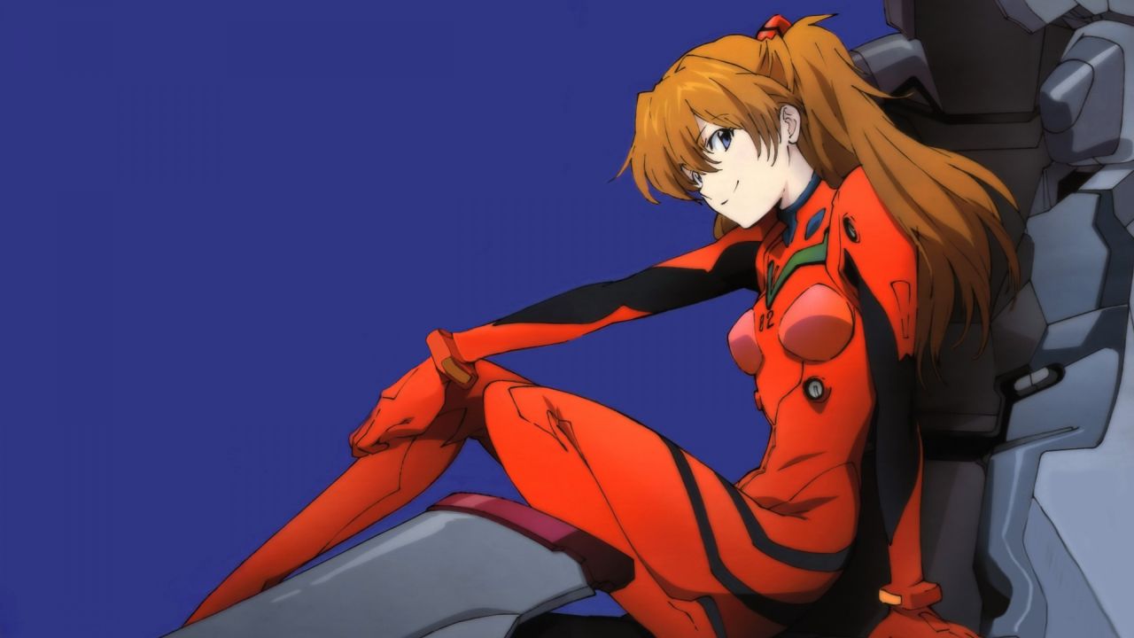 Asuka Langley Soryu in red plugsuit sitting
