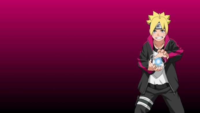 Boruto Uzumaki from Naruto, holding a blue rasengan in his hands