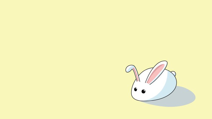 A simple cartoon rabbit on a yellow background