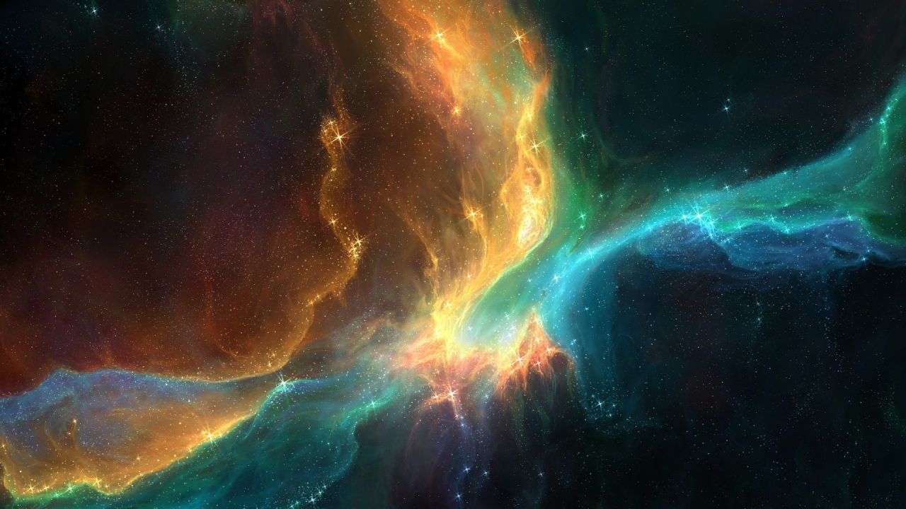 Colorful nebula in deep space with stars