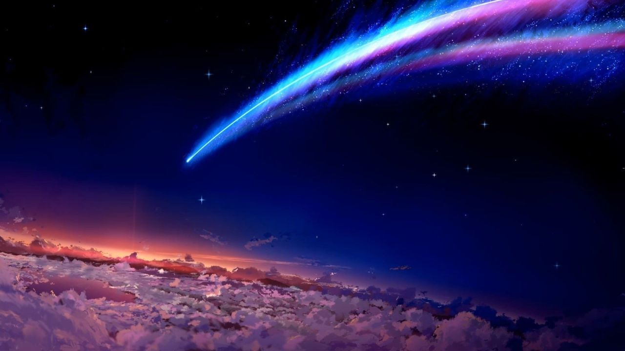 Anime night sky with comet from Your Name movie