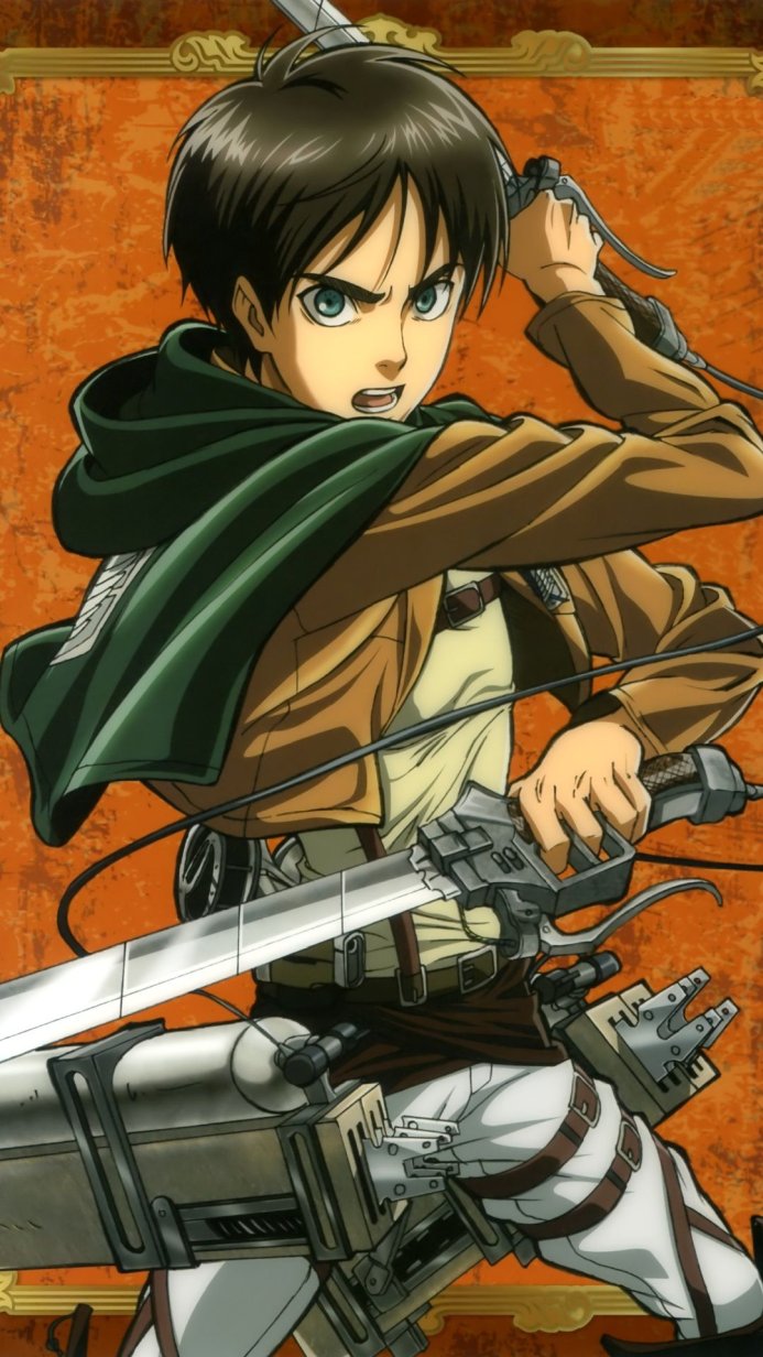 Eren Yeager from Attack on Titan with his sword and combat gear