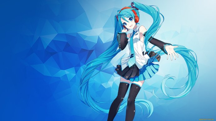 Hatsune Miku, a Vocaloid character, with long turquoise hair and headphones